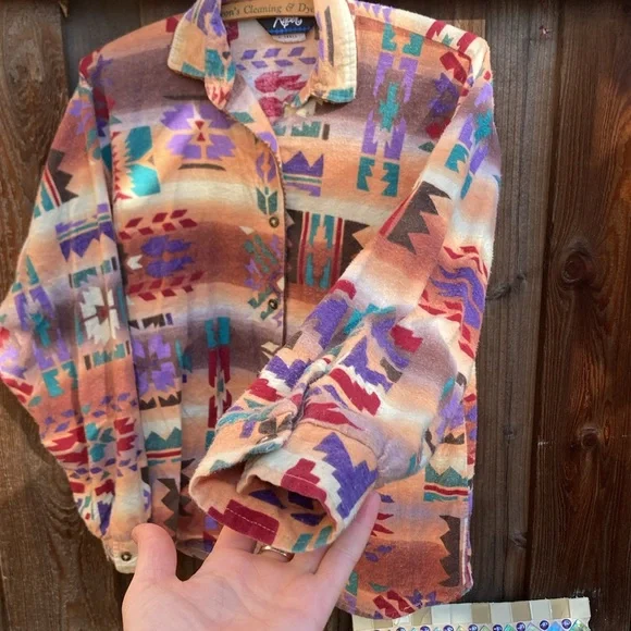 Vintage Roper Southwestern print flannel shirt - Picture 9 of 11